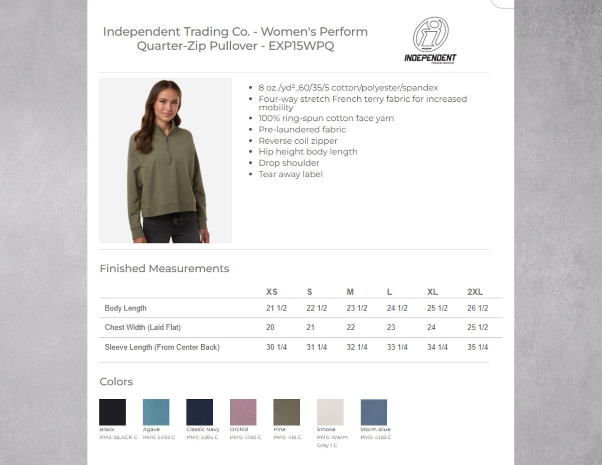1/4 Zip Pullover - Independent Trading Company
