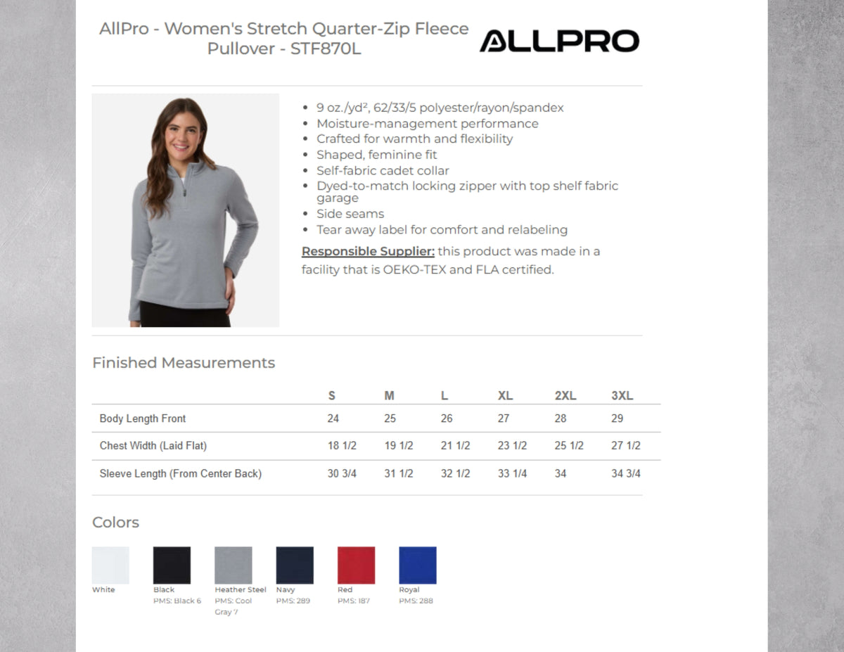 1/4 Zip Pullover - AllPro